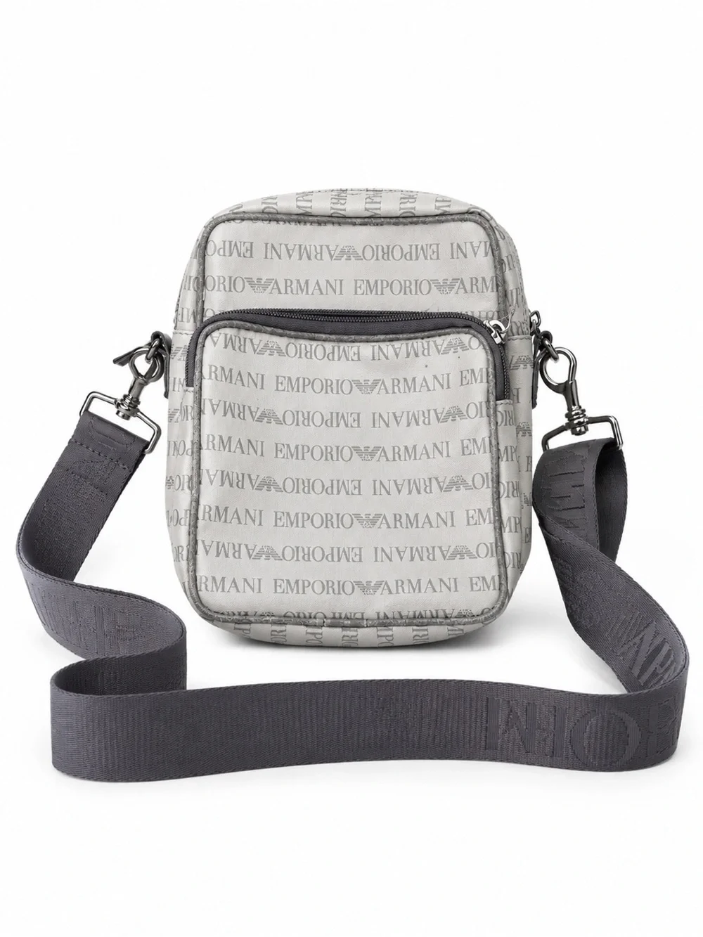 Emporio Armani Grey Logo Monogram Crossbody Messenger